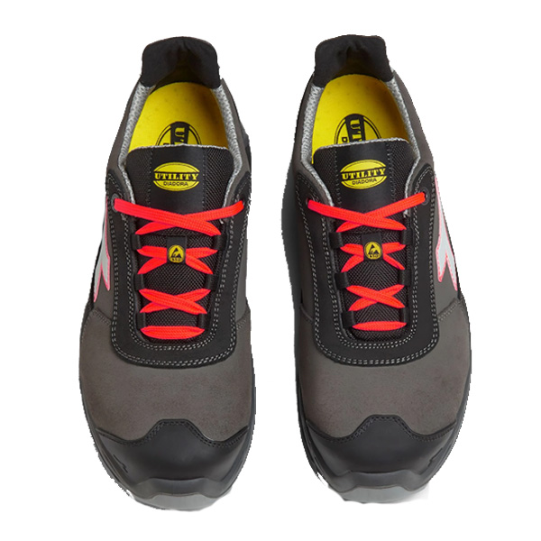 Calzado de seguridad Diadora SHARK STAB IMP LEAT LOW NEGRO ROJO S3S FO SR SC ESD Calzado de seguridad Diadora SHARK STAB IMP LEAT LOW NEGRO ROJO S3S FO SR SC ESD