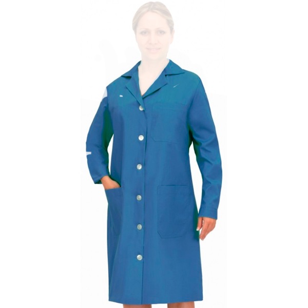Bata señora entallada Manga larga Vesin azul Bata señora entallada Manga larga Vesin azul