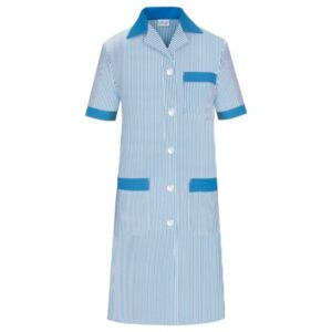 Bata señora manga corta de rayas azul Bata señora manga corta de rayas azul