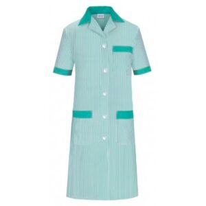 Bata señora manga corta de rayas verde Bata señora manga corta de rayas verde
