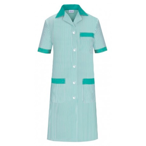 Bata señora manga corta de rayas verde Bata señora manga corta de rayas verde