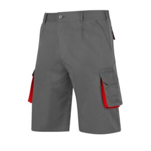 Bermudas multibolsillos con refuerzos gris-rojo Bermudas multibolsillos con refuerzos gris-rojo