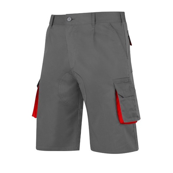 Bermudas multibolsillos con refuerzos gris-rojo Bermudas multibolsillos con refuerzos gris-rojo