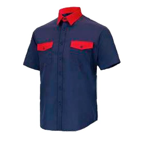 Camisa manga corta 2 bolsillos Cargo Vesin Bicolor azul-rojo Camisa manga corta 2 bolsillos Cargo Vesin Bicolor azul-rojo