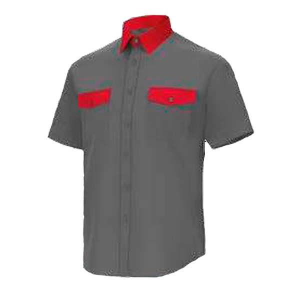 Camisa manga corta 2 bolsillos Cargo Vesin Bicolor gris-rojo Camisa manga corta 2 bolsillos Cargo Vesin Bicolor gris-rojo