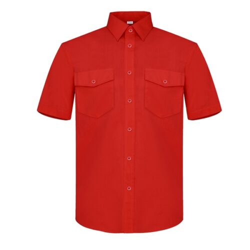 Camisa manga corta dos bolsillos Vesin gris rojo Camisa manga corta dos bolsillos Vesin gris rojo