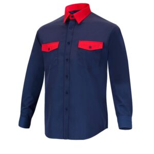 Camisa manga larga 2 bolsillos Cargo Vesin Bicolor azul-rojo Camisa manga larga 2 bolsillos Cargo Vesin Bicolor azul-rojo