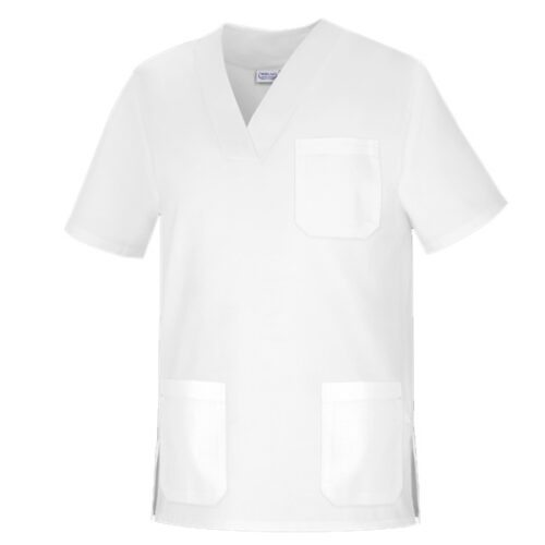 Casaca cuello pico unisex manga corta Vesin blanco Casaca cuello pico unisex manga corta Vesin blanco
