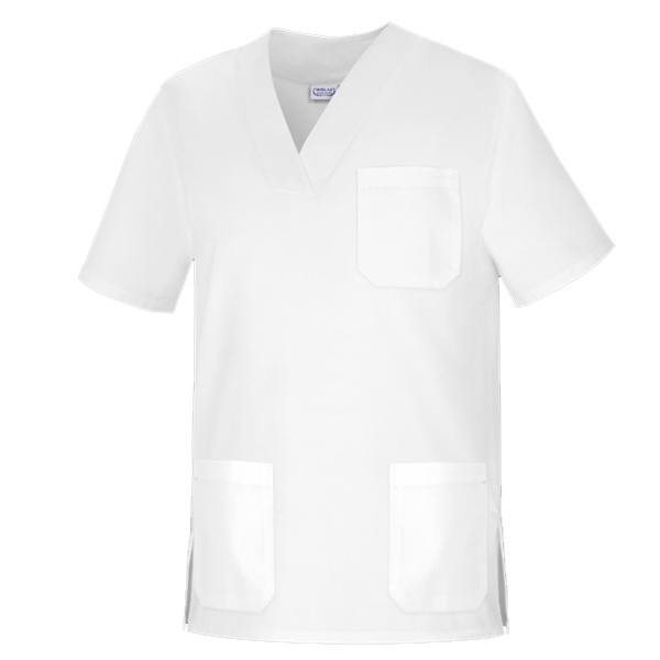 Casaca cuello pico unisex manga corta Vesin blanco Casaca cuello pico unisex manga corta Vesin blanco