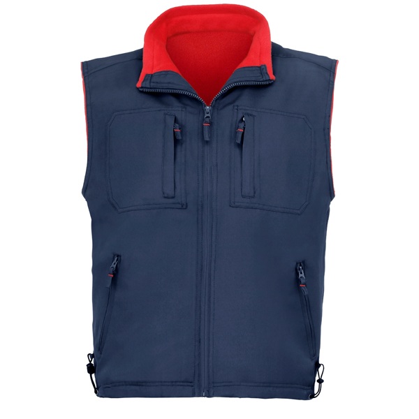 Chaleco 5 bolsillos forro polar Vesin azul-rojo
