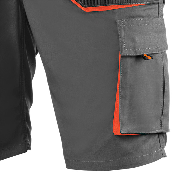 Pantalón de trabajo de trabajo corto multibolsillos Juba 962 TOP RANGE Negro - Gris - Naranja