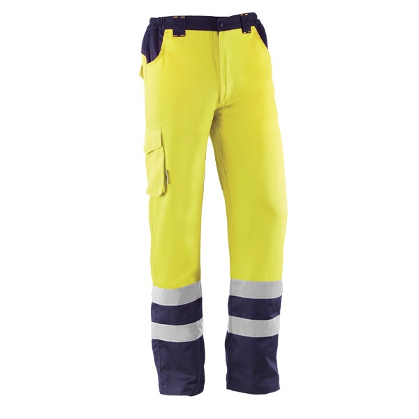 Pantalón multibolsillos Juba HV748BC DOVER Amarillo Flúor - Azul Marino Pantalón multibolsillos Juba HV748BC DOVER Amarillo Flúor - Azul Marino
