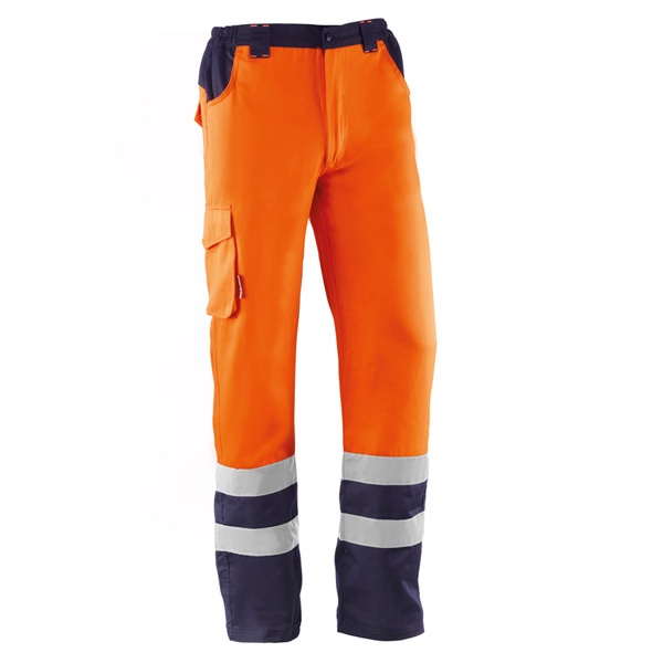 Pantalón multibolsillos Juba HV749BC DEVON Naranja Flúor - Azul Marino Pantalón multibolsillos Juba HV749BC DEVON Naranja Flúor - Azul Marino
