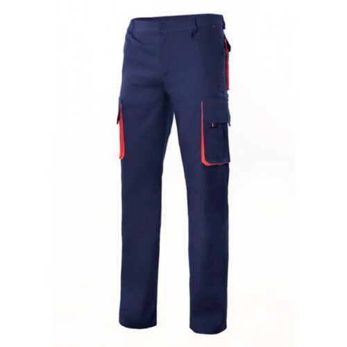 Pantalón multibolsillos con refuerzos azul-naranja