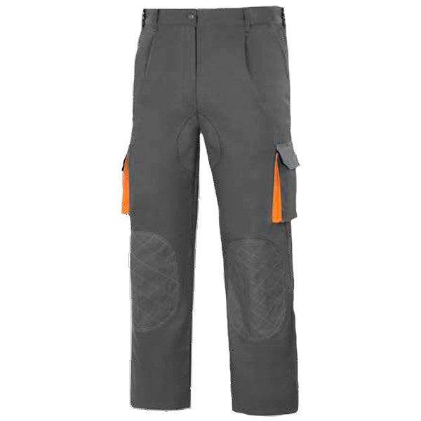 Pantalón multibolsillos con refuerzos gris-naranja Pantalón multibolsillos con refuerzos gris-naranja