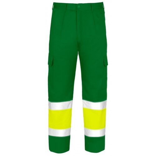 Pantalones multibolsillos Vesin de alta visibilidad verde