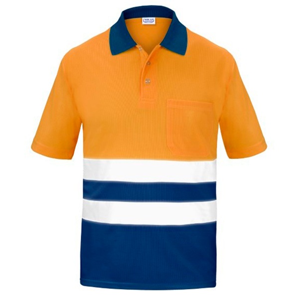 Polo Manga corta con Bolsillo Traspirable Alta Visibilidad Vesin naranja-azul Polo Manga corta con Bolsillo Traspirable Alta Visibilidad Vesin naranja-azul