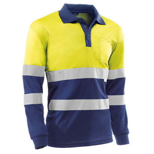 Polo manga larga Juba HV720BCMLAZUL GALES Amarillo Flúor - Azul marino Polo manga larga Juba HV720BCMLAZUL GALES Amarillo Flúor - Azul marino