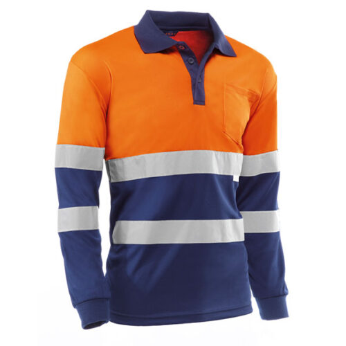 Polo manga larga Juba HV730BCMLAZUL EIRE Naranja Flúor - Azul marino Polo manga larga Juba HV730BCMLAZUL EIRE Naranja Flúor - Azul marino