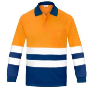 Polo manga larga alta visibilidad transpirable Vesin naranja-azul Polo manga larga alta visibilidad transpirable Vesin naranja-azul
