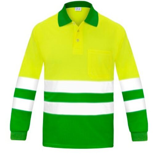 Polo manga larga alta visibilidad transpirable Vesin verde