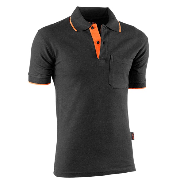 Polo piqué de manga corta Juba 647 TOP RANGE Negro - Naranja Polo piqué de manga corta Juba 647 TOP RANGE Negro - Naranja