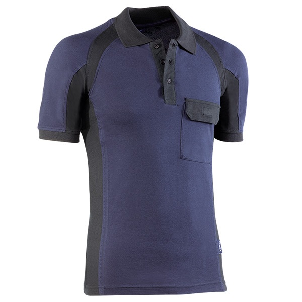 Polo piqué de manga corta Juba 680 Flex Negro - Azul Marino Polo piqué de manga corta Juba 680 Flex Negro - Azul Marino
