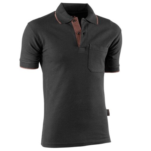 Polo piqué de manga corta Juba 690 Flex Negro - Marrón Polo piqué de manga corta Juba 690 Flex Negro - Marrón