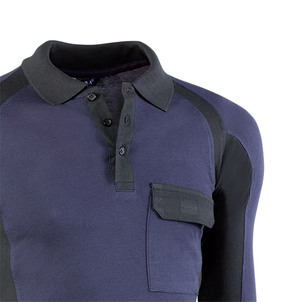 Polo piqué de manga larga Juba 681 FLEX Azul Marino - Negro