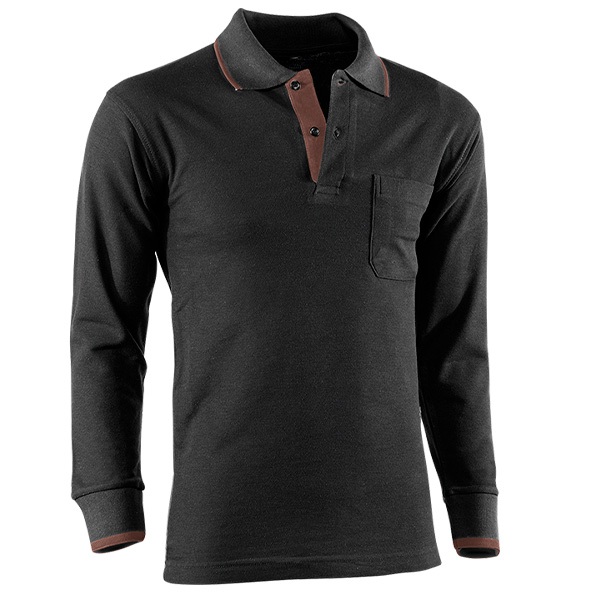 Polo piqué de manga larga Juba 691 FLEX Marrón - Negro