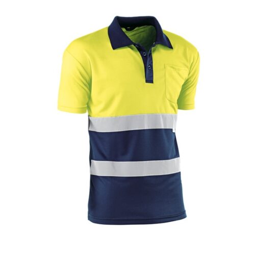 Polo transpirable bicolor de manga corta de alta visibilidad Juba HV720BCAZUL GALES Polo transpirable bicolor de manga corta de alta visibilidad Juba HV720BCAZUL GALES
