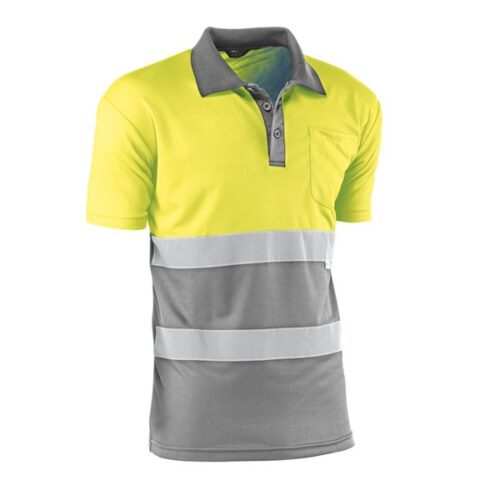 Polo transpirable bicolor de manga corta de alta visibilidad Juba HV720BCGRIS GALES Polo transpirable bicolor de manga corta de alta visibilidad Juba HV720BCGRIS GALES