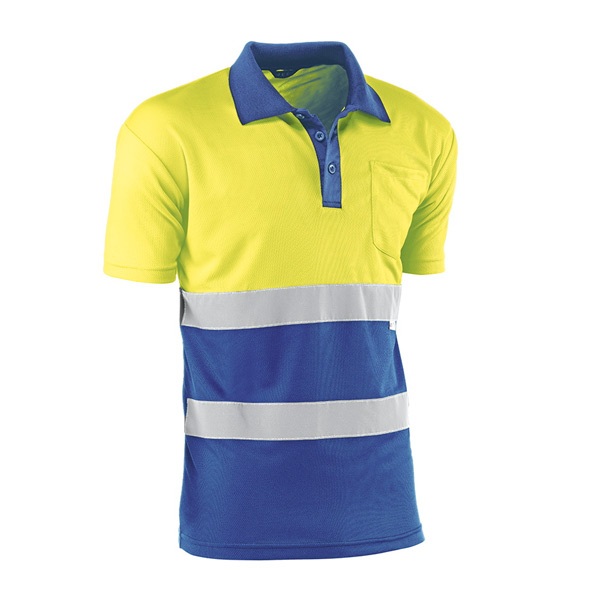 Polo transpirable bicolor de manga corta de alta visibilidad Juba HV720BCROYAL GALES Polo transpirable bicolor de manga corta de alta visibilidad Juba HV720BCROYAL GALES