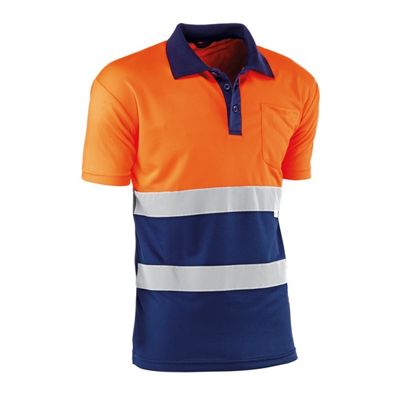 Polo transpirable bicolor de manga corta de alta visibilidad Juba HV730BCAZUL EIRE Polo transpirable bicolor de manga corta de alta visibilidad Juba HV730BCAZUL EIRE
