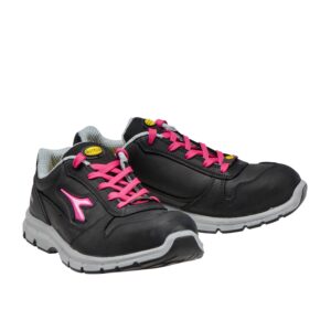 Run Low Black : Fucsia Red S3 SRC ESD 4 Calzado de seguridad Diadora Run Low Negro/Rojo Fucsia S3S FO SR ESD Unisex